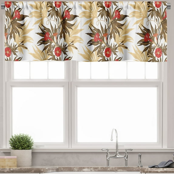 Ambesonne Vintage Valance Pack of 2, Exotic Climbing Ivy, 54"X12", Brown Sand Brown Red