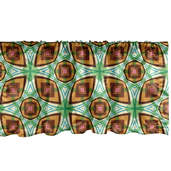 Ambesonne Vintage Valance Pack of 2, Geometric Shapes Lines Art, 54"X12", Apricot Pistachio Green