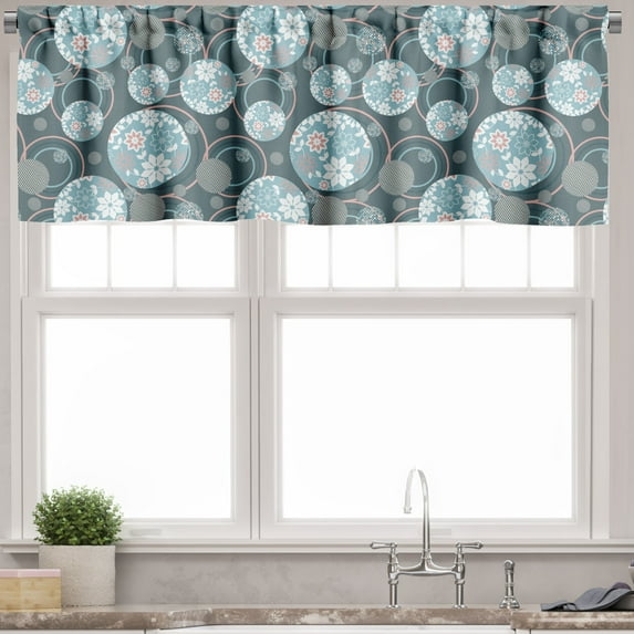Ambesonne Vintage Valance Pack of 2, Oriental Shape, 54"X18", Pink Blue