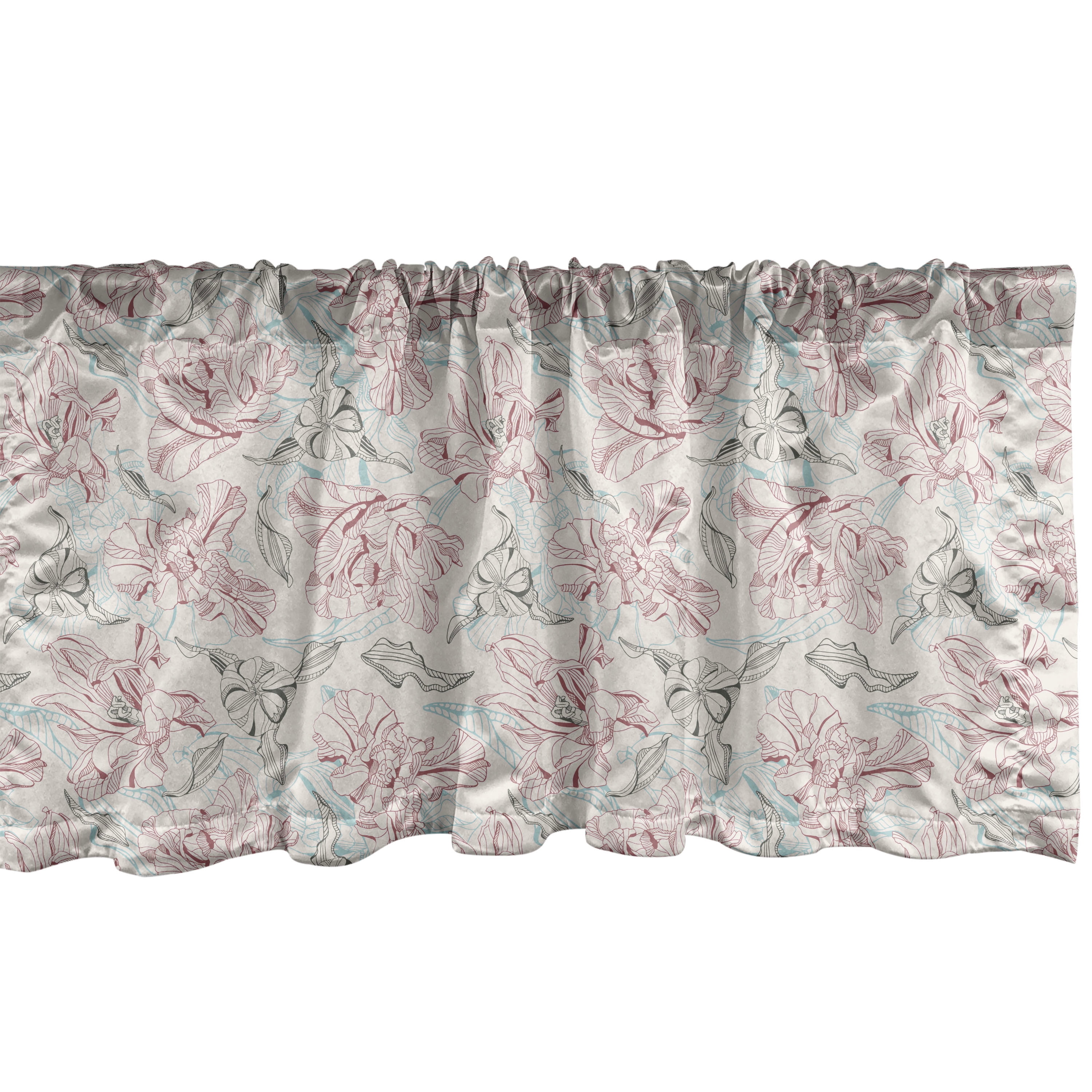 Champagne Pale Rose Floral Satin Rod Pocket Valance, 42" x 12"