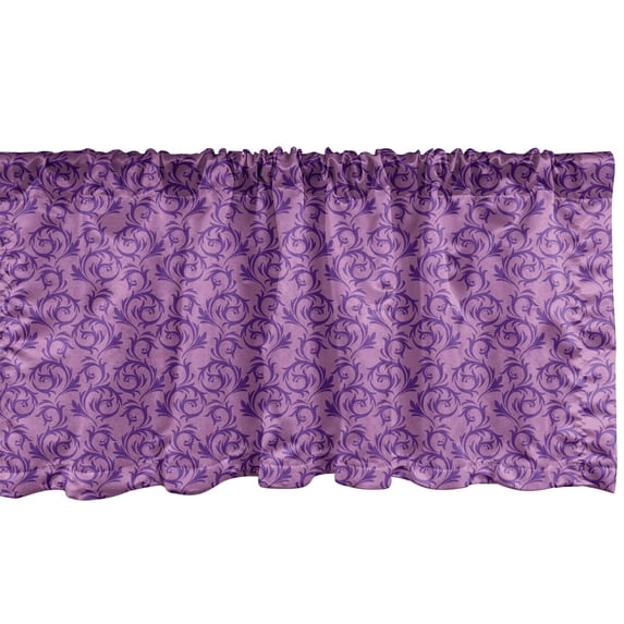 Ambesonne Vintage Valance Pack of 2, Rococo Scroll Curls, 42"X18", Dried Rose and Violet