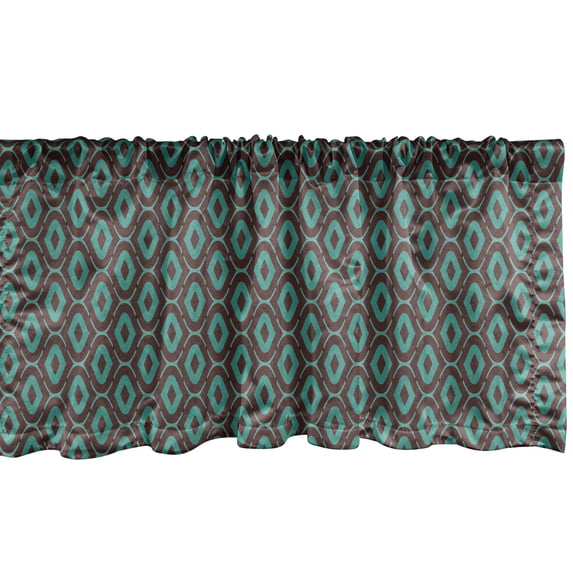Ambesonne Vintage Valance Pack of 2, Wavy Stripes Mosaic Shapes, 54"X12", Cadet Blue and Brown