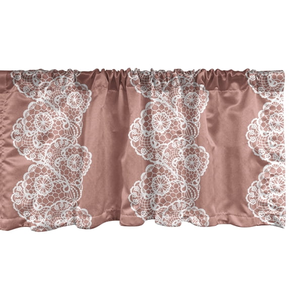 Ambesonne Vintage Valance Pack of 2, White Lacy Romantic Crochet, 54"X18", Blush Water