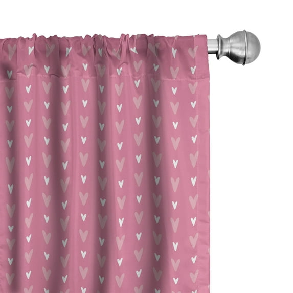Ambesonne Vintage Valentine 4-Panel Curtains, Tender Hearts, 56"x63", Pink Pale Pink and White