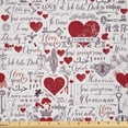 thumbnail image 1 of Ambesonne Vintage Valentine Fabric by the Yard Microfiber, I Love You Lingo, 5 Yards, Vermilion Plum Off White, 1 of 1