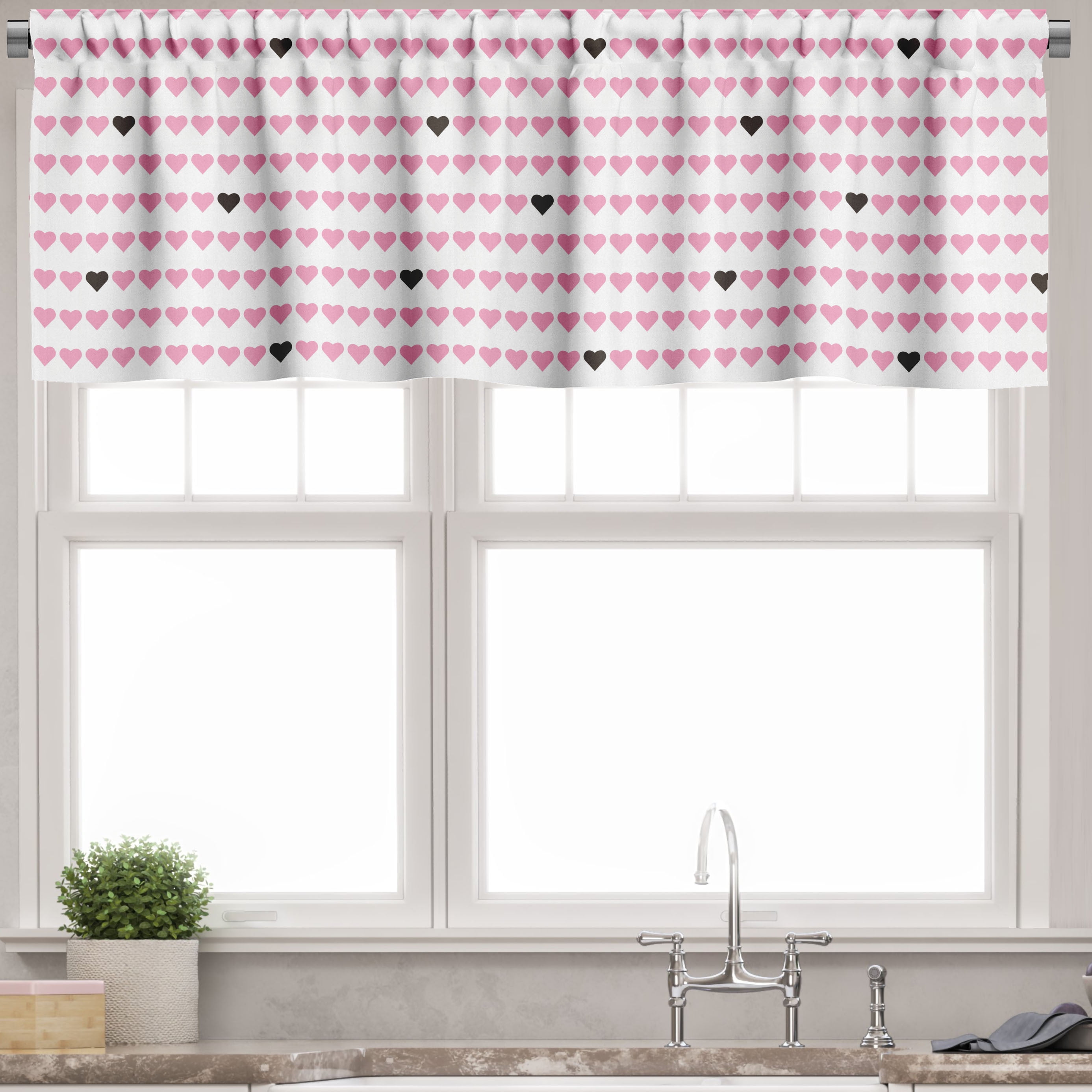 Vintage Hearts and Spots Dark Pink Charcoal Grey Valance Set