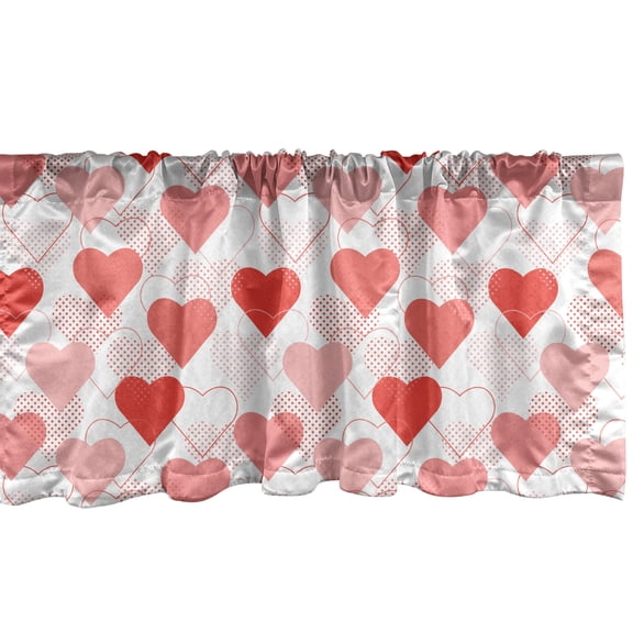 Ambesonne Vintage Valentine Window Valance, Love Arty Hearts, 42" x 12", Coral Blush