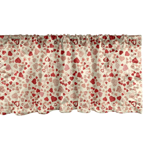 Ambesonne Vintage Valentine Window Valance, Romantic Beauty, 54" X 12", Cream and Vermilion