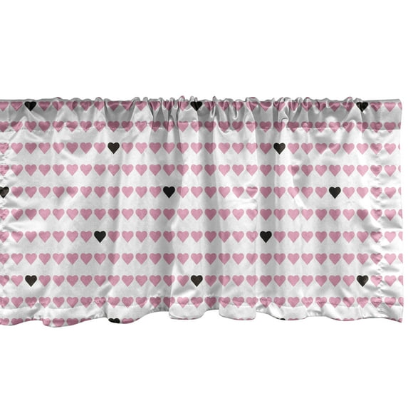 Ambesonne Vintage Valentine Window Valance, Symmetry, 54" X 18", Charcoal Grey Pink