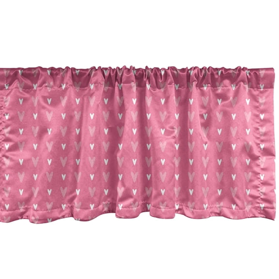 Ambesonne Vintage Valentine Window Valance, Tender Hearts, 42" x 12", Pink Pale Pink and White