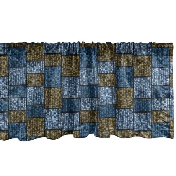 Ambesonne Vintage Window Valance, Abstract Oriental Motif, 54" X 12", Pale Blue Caramel Blue