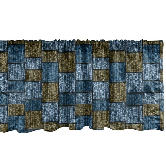 Ambesonne Vintage Window Valance, Abstract Oriental Motif, 54" X 12", Pale Blue Caramel Blue