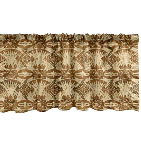 Ambesonne Vintage Window Valance, Antique Flower Pattern, 54" X 18", Beige and Caramel