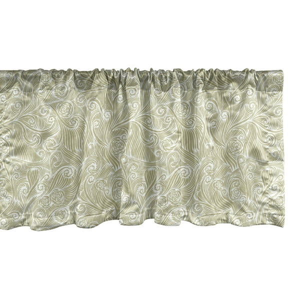 Ambesonne Vintage Window Valance, Antique Swirls Curves, 54" X 12", Beige White