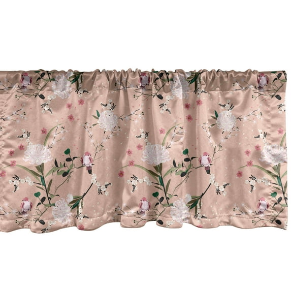 Ambesonne Vintage Window Valance, Blooming Oriental Garden, 42" x 18", Pale Salmon Multicolor