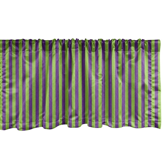 Ambesonne Vintage Window Valance, Blue Green Bold Stripes, 54" X 18", Royal Blue Lime Green