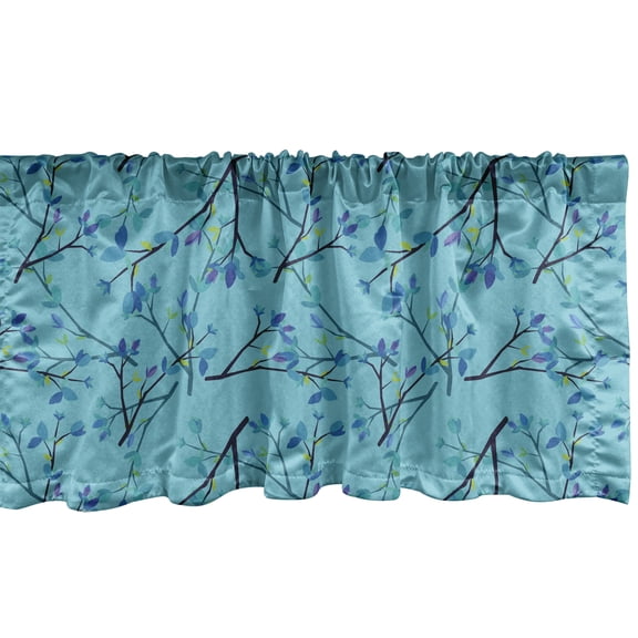Ambesonne Vintage Window Valance, Branches Magnolia Flowers, 54" X 12", Turquoise Multicolor