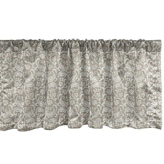 Ambesonne Vintage Window Valance, Classic Vertical Paisley Floral Curlicue Branches Pattern, Curtain Valance for Kitchen Bedroom Decor with Rod Pocket, 54" X 18", Warm Taupe Pale Eggshell
