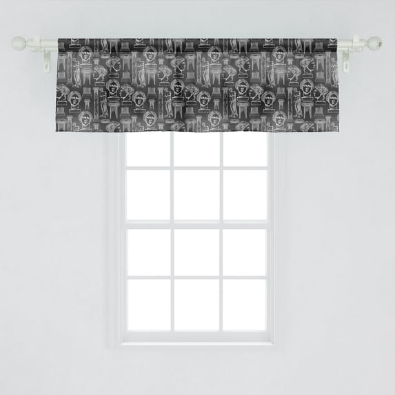 Ambesonne Vintage Window Valance, Classical Iconic Pattern of Columns and Venus de Milo, Curtain Valance for Kitchen Bedroom Decor with Rod Pocket, 54" X 18", Charcoal Grey Grey