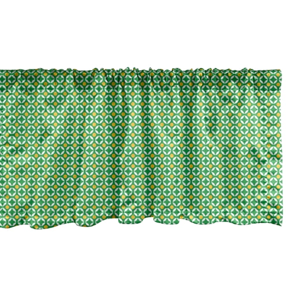 Ambesonne Vintage Window Valance, Continuous Nature Motifs, 54" X 18", Green Earth Yellow