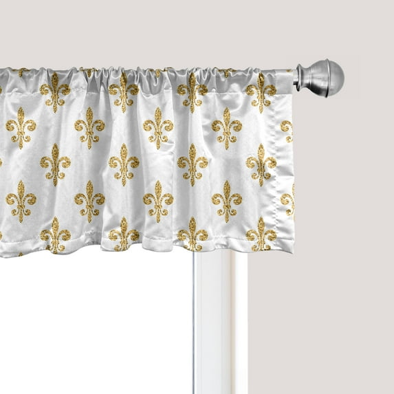 Ambesonne Vintage Window Valance, European Lily Noble, 54" X 12", Yellow White