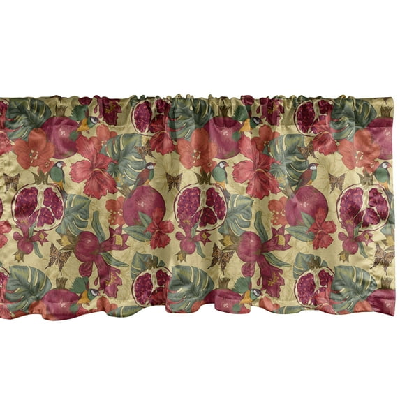 Ambesonne Vintage Window Valance, Exotic Wild Tropic Birds, 54" X 12", Beige Red