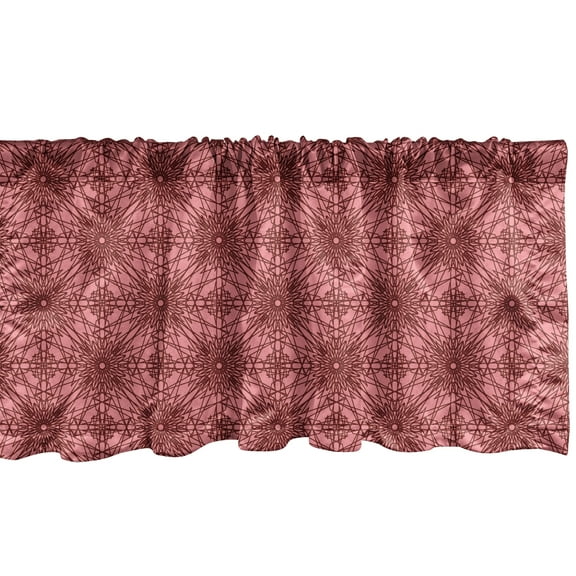 Ambesonne Vintage Window Valance, Floral Motifs Circles Art, 42" x 18", Pale Ruby Dark Coral