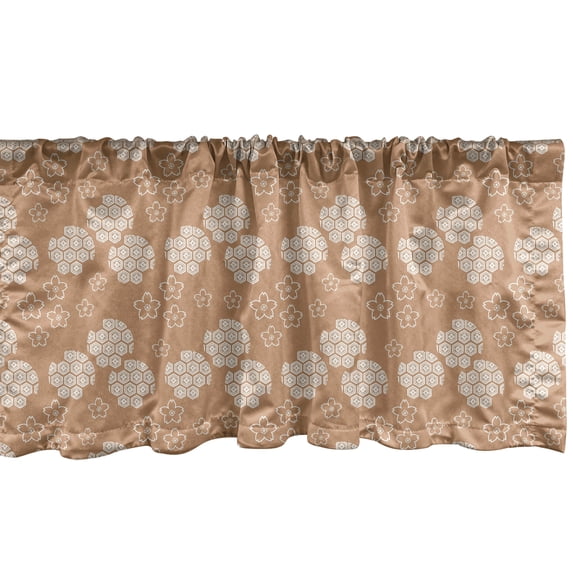 Ambesonne Vintage Window Valance, Floral Pattern Japanese Motifs Sakura Image Print, Curtain Valance for Kitchen Bedroom Decor with Rod Pocket, 54" X 18", Pale Caramel and White