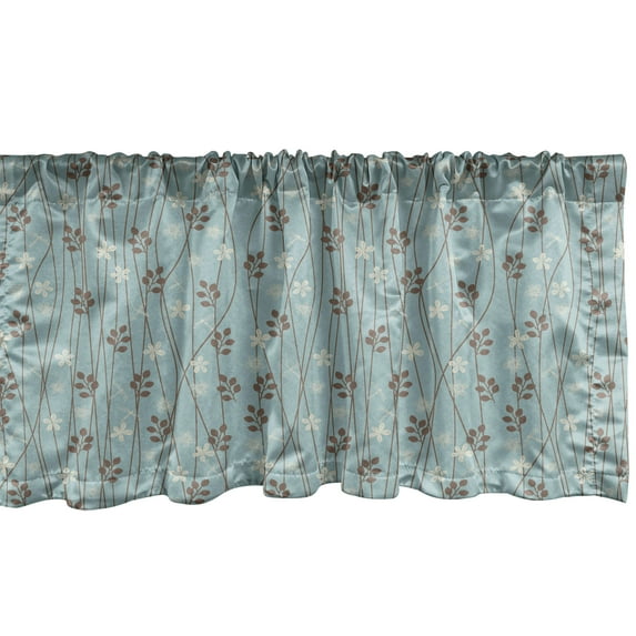 Ambesonne Vintage Window Valance, Floral Rustic Garden, 54" X 12", Pale Blue Cream Umber