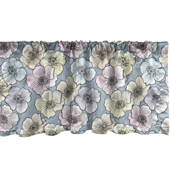 Ambesonne Vintage Window Valance, Flourish Spring Garden Repetition with Pastel Color Flower Petals, Curtain Valance for Kitchen Bedroom Decor with Rod Pocket, 54" X 18", Multicolor