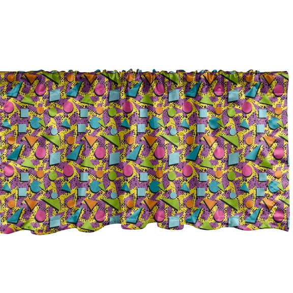 Ambesonne Vintage Window Valance, Funky Geometric Style, 54" X 18", Multicolor