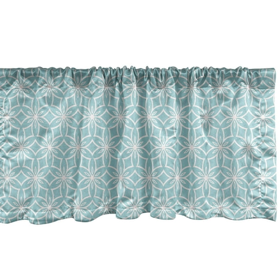 Ambesonne Vintage Window Valance, Geometrical Floral Motif, 54" X 12", Pale Blue and Pearl