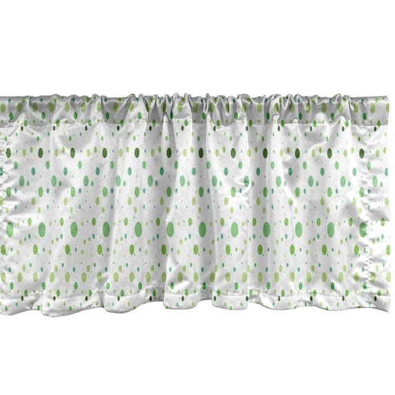 Ambesonne Vintage Window Valance, Green Toned Polka Dots, 54" X 12", Green Fern Green
