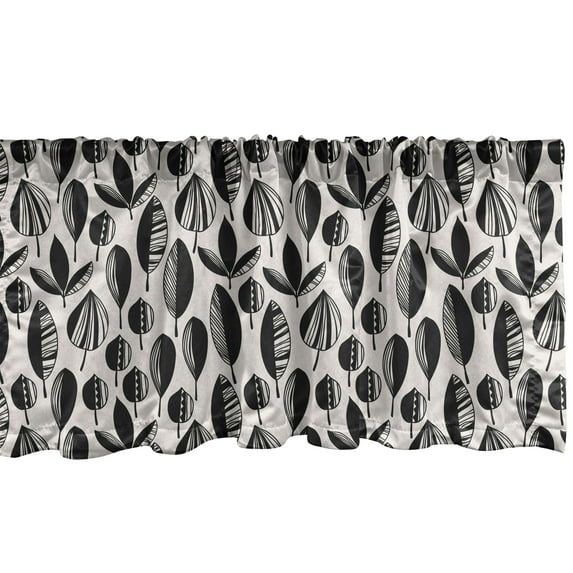 Ambesonne Vintage Window Valance, Half Ornamental Leaves Art, 54" X 18", Charcoal Grey Eggshell