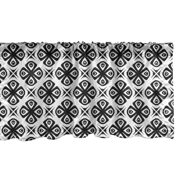 Ambesonne Vintage Window Valance, Inspired Pattern with Floral Design Motif in Monotonous Colors, Curtain Valance for Kitchen Bedroom Decor with Rod Pocket, 54" X 18", Charcoal Grey and White