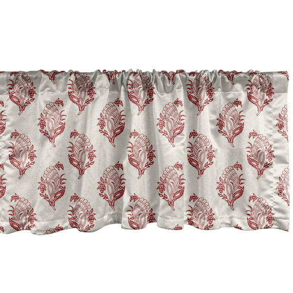 Ambesonne Vintage Window Valance, Jacobean Floral Art, 42" x 12", Eggshell and Vermilion