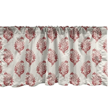 Ambesonne Vintage Window Valance, Jacobean Floral Art, 54" X 18", Eggshell and Vermilion