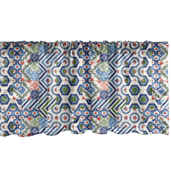 Ambesonne Vintage Window Valance, Motifs of Moroccan Design, 42" x 18", Multicolor
