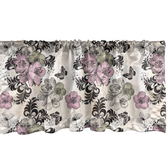 Ambesonne Vintage Window Valance, Nostalgic Floral Pattern, 42" x 12", Multicolor