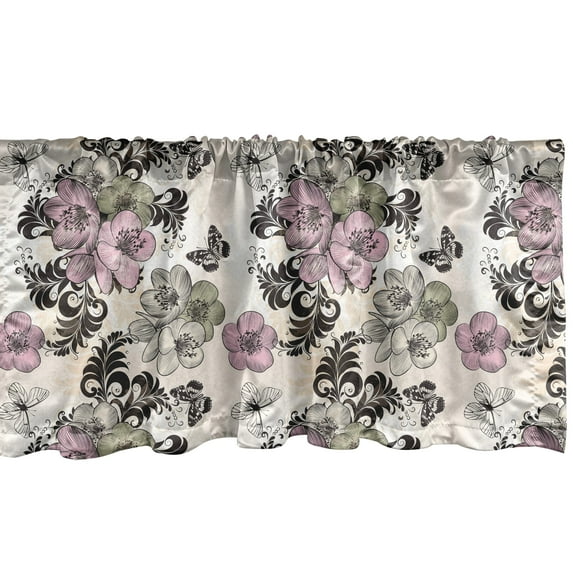 Ambesonne Vintage Window Valance, Nostalgic Floral Pattern, 54" X 12", Multicolor