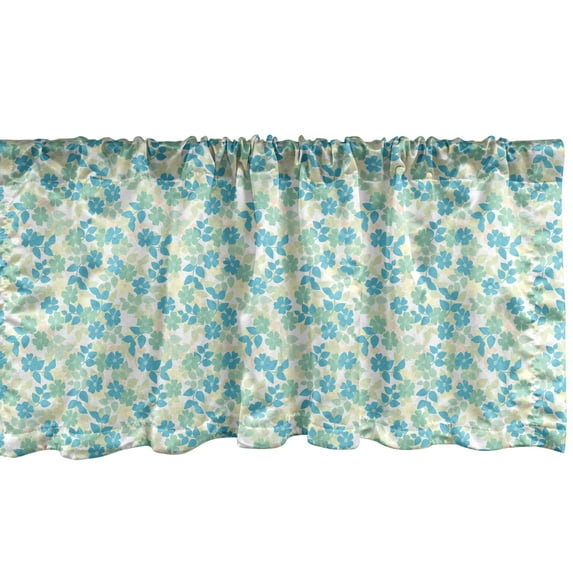 Ambesonne Vintage Window Valance, Nostalgic Flower Summer, 54" X 18", Almond Green Pale Yellow