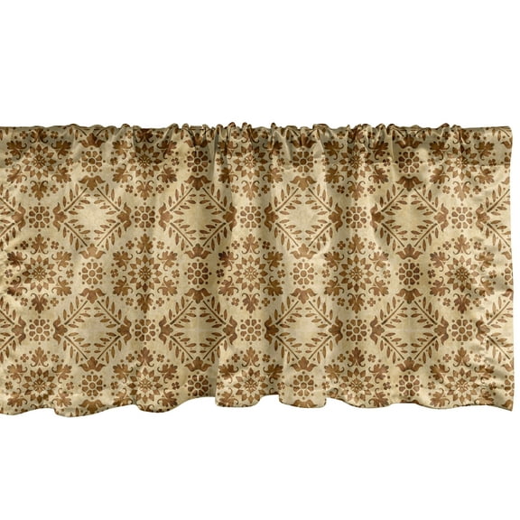 Ambesonne Vintage Window Valance, Nostalgic Vine Leaf Motif, 54" X 12", Caramel and Beige