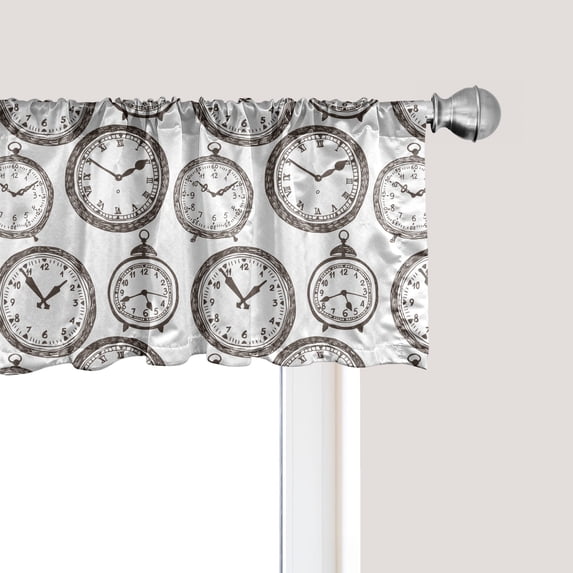 Ambesonne Vintage Window Valance, Pocket Wath with Number, 54" X 18", Brown