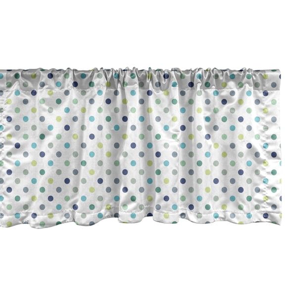 Ambesonne Vintage Window Valance, Polka Dots Fashion, 54" X 18", Apple Green Jade Green