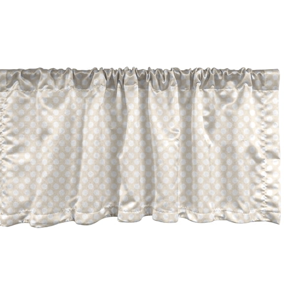 Ambesonne Vintage Window Valance, Polka Dots Repetitive Motif, 42" x 18", Champagne White