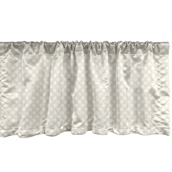 Ambesonne Vintage Window Valance, Polka Dots Repetitive Motif, 54" X 12", Champagne White