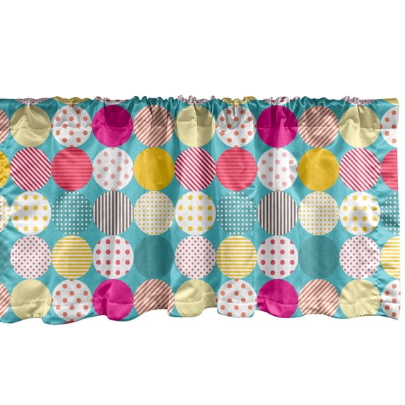 Ambesonne Vintage Window Valance, Polka Dots with Stripes, 54" X 18", Multicolor