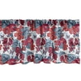 thumbnail image 1 of Ambesonne Vintage Window Valance, Pomegranate Fruit Hibiscus Flower Monstera Leaves Birds and Butterflies, Curtain Valance for Kitchen Bedroom Decor with Rod Pocket, 54" X 12", Blue Vermilion Maroon, 1 of 2