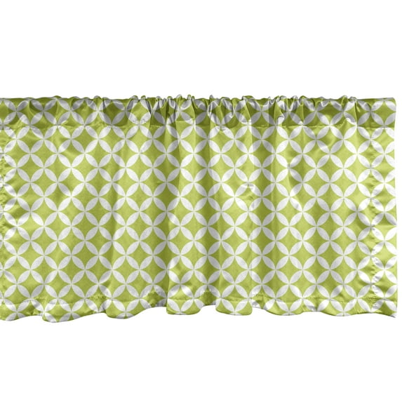 Ambesonne Vintage Window Valance, Retro Diamond Star Rounds, 54" X 18", Yellow Green White