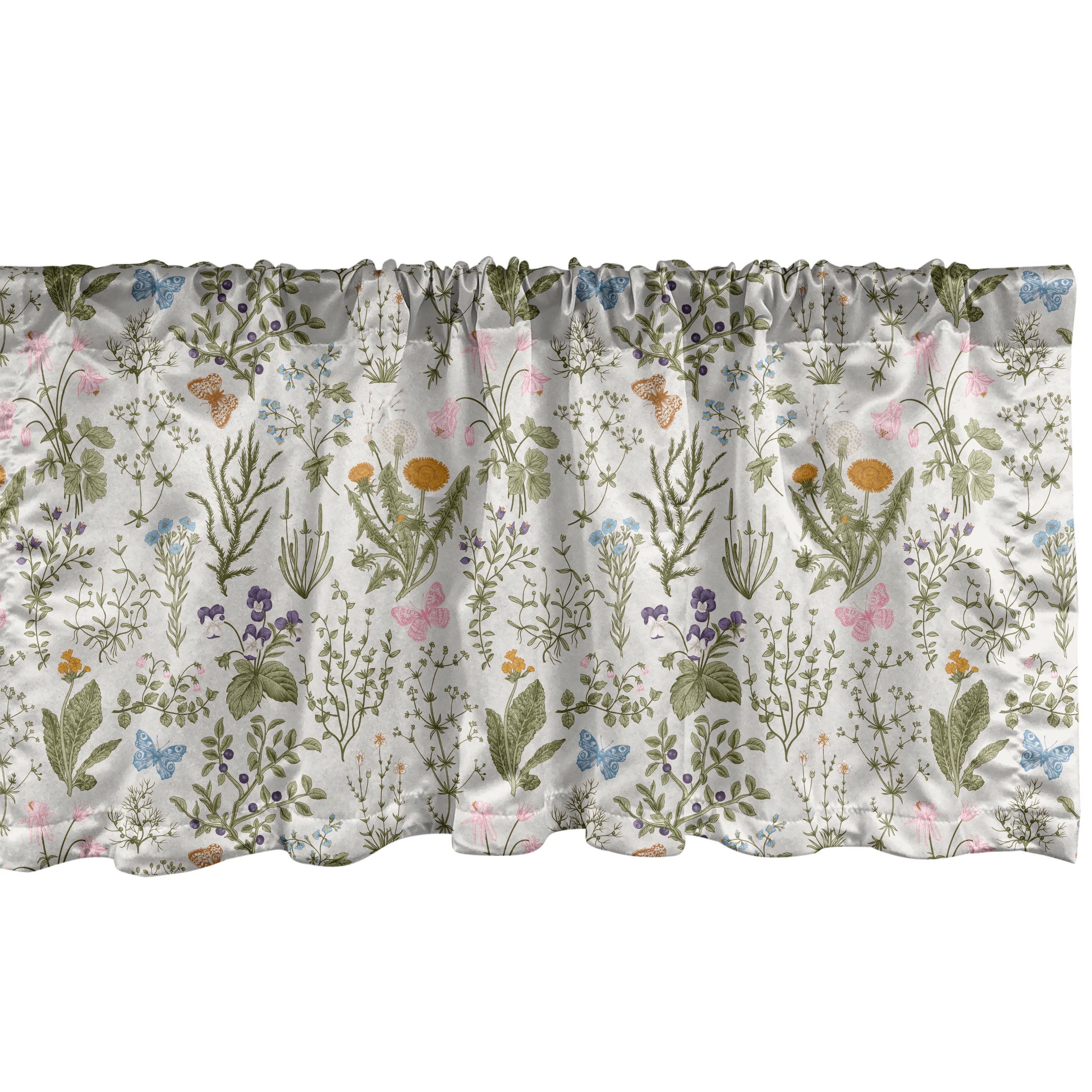 Ambesonne Vintage Window Valance, Retro Garden Art with Herbs, 54" X 12", Multicolor